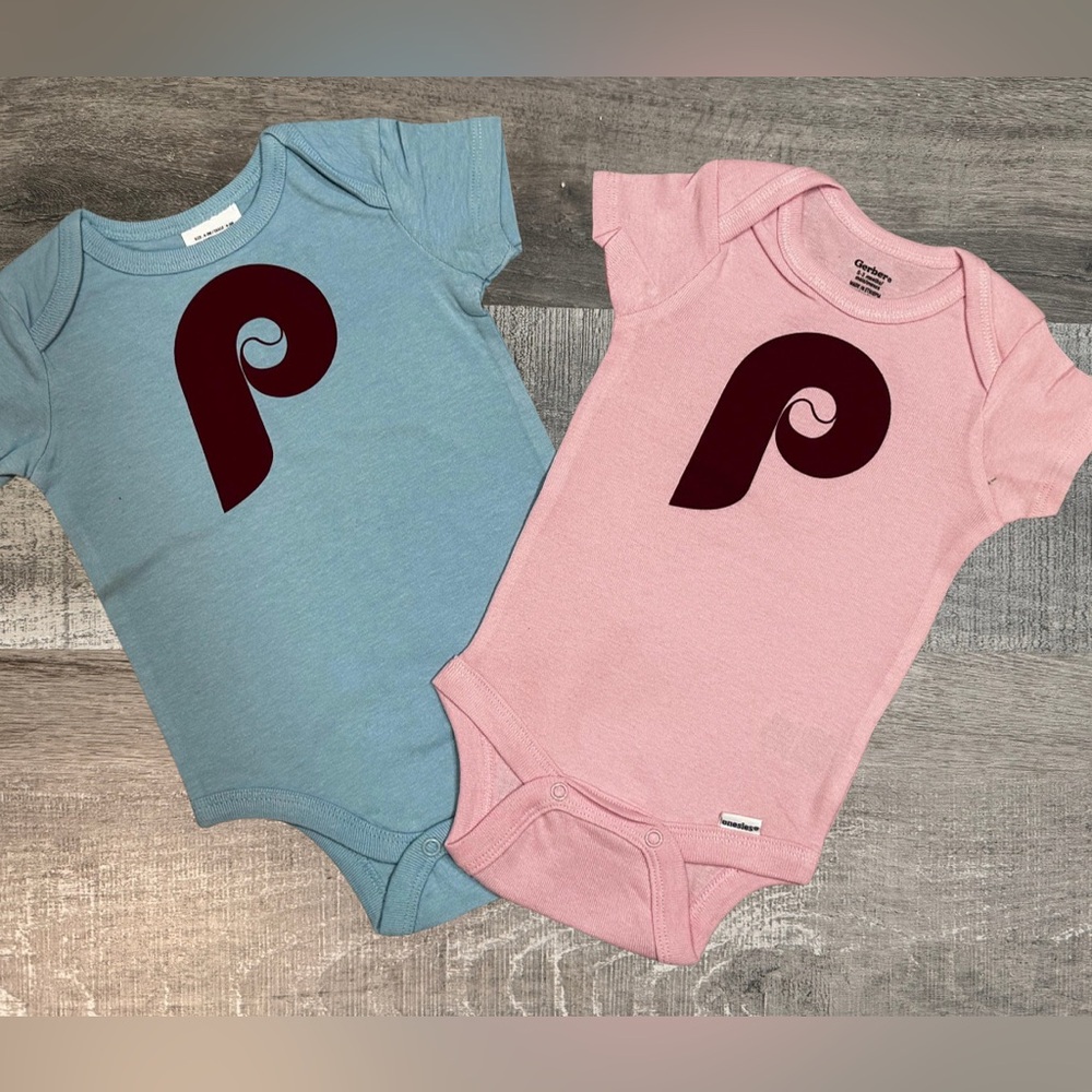 Pink Baby Onesies with Phillies Logo